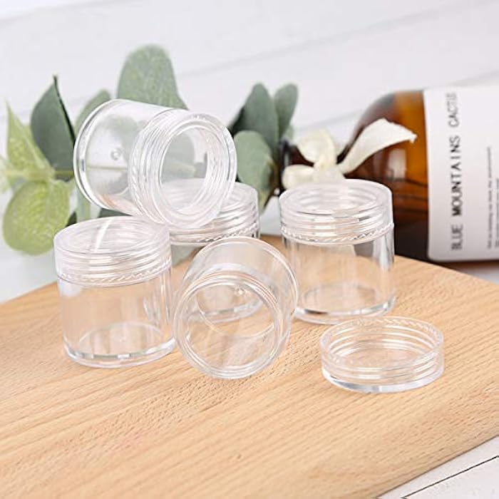 Bekith 60 Pieces 0.7oz / 20 ml Round Plastic Pot Jars, Empty BPA Free Plastic Cosmetic Containers with Lids for Creams, Eye Shadow, Makeup, Powder, Jewelry, Samples, Clear, 0.7 Ounce (Pack of 60) - Image 2